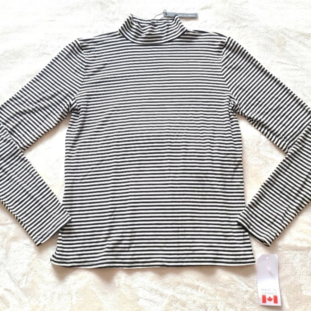 Studio Mock Neck Striped Top